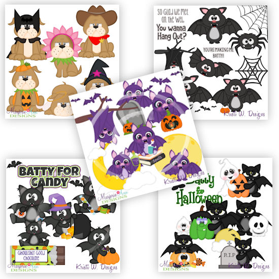 Halloween Set 1 Bundle-5 Sets SVG Cutting File Sets + Clip Art - Click Image to Close